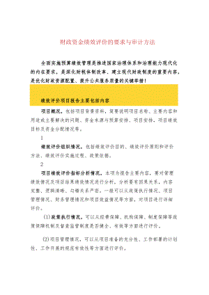 财政资金绩效评价的要求与审计方法.docx