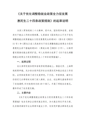 关于优化调整稳就业政策全力促发展惠民生二十四条政策措施起草说明.docx