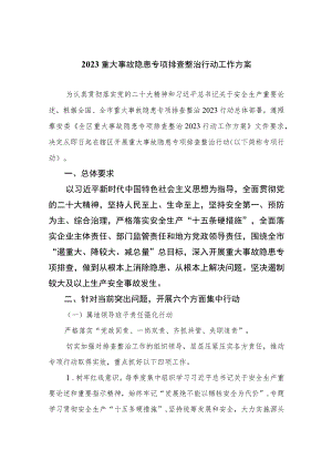 2023重大事故隐患专项排查整治行动工作方案（15篇）.docx