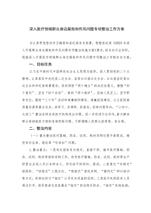2023深入医疗领域群众身边腐败和作风问题专项整治工作方案共15篇.docx