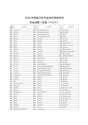 高级卫生专业技术资格考试专业设置.docx