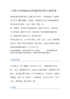 1例产妇死胎的哀伤辅导护理个案管理.docx