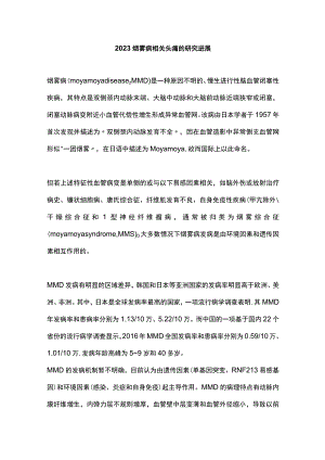 2023烟雾病相关头痛的研究进展.docx