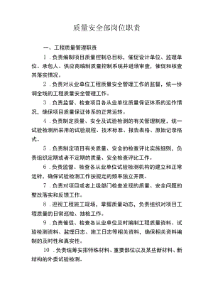 质量安全部岗位职责.docx