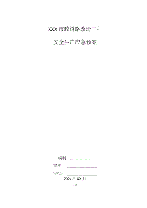 XXX市政道路改造工程安全生产应急预案.docx