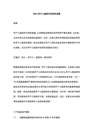 2023早产儿脑保护的研究进展.docx