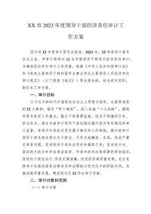 市2023年度领导干部经济责任审计工作方案.docx