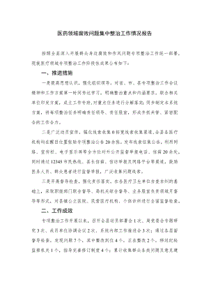 （10篇）2023医药领域腐败问题集中整治工作情况报告样本.docx