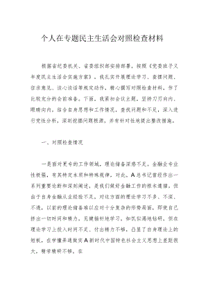 个人在专题民主生活会对照检查材料.docx
