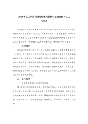 （10篇）2023年在关于医药领域腐败问题集中整治廉洁行医工作要点范文.docx