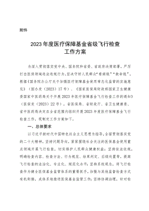 2023年度医疗保障基金省级飞行检查工作方案.docx