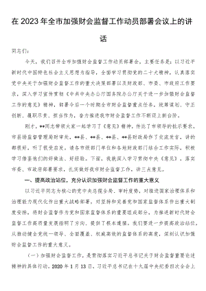 在2023年全市加强财会监督工作动员部署会议上的讲话.docx