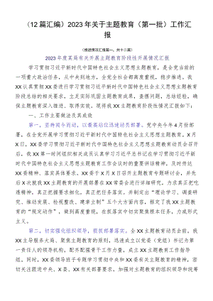 （12篇汇编）2023年关于主题教育（第一批）工作汇报.docx