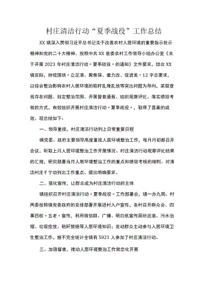 村庄清洁行动“夏季战役”工作总结.docx