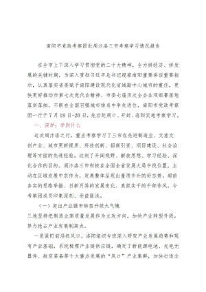 南阳市党政考察团赴周汴洛三市考察学习情况报告.docx