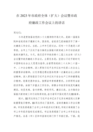 在2023年市政府全体（扩大）会议暨市政府廉政工作会议上的讲话.docx