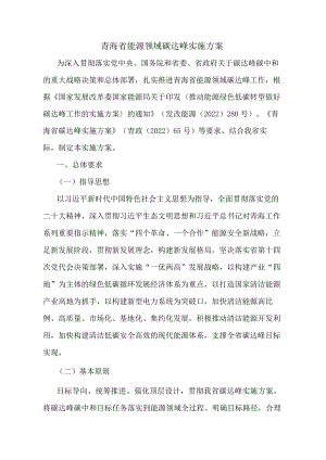 青海省能源领域碳达峰实施方案.docx