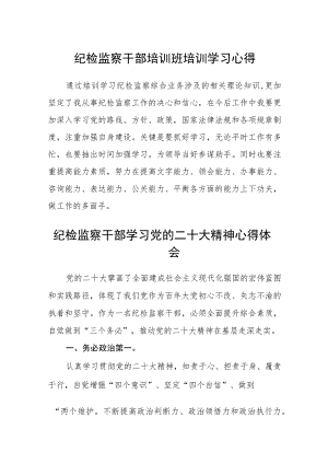 纪检监察干部培训班培训学习心得范本(三篇).docx