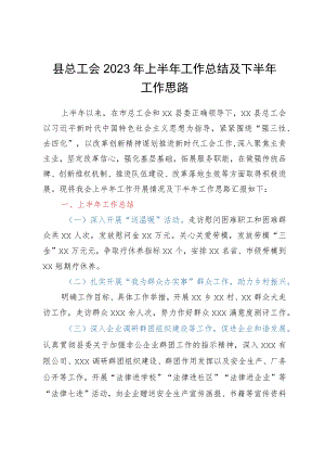 县总工会2023年上半年工作总结及下半年工作思路.docx