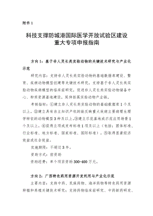 科技支撑防城港国际医学开放试验区重大专项建设申报指南、申报书.docx