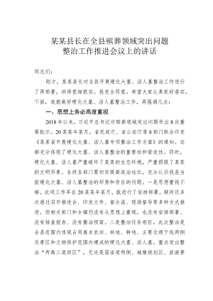 某某县长在全县殡葬领域突出问题整治工作推进会议上的讲话.docx