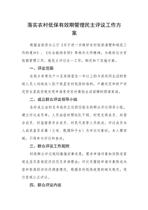 落实农村低保有效期管理民主评议工作方案.docx