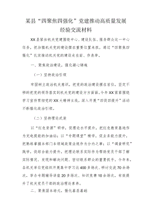 某县“四聚焦四强化”党建推动高质量发展经验交流材料.docx
