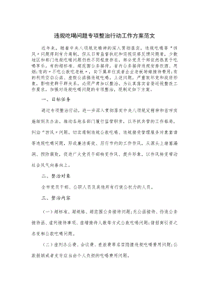 违规吃喝问题专项整治行动工作方案范文.docx