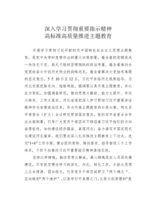 深入学习贯彻重要指示精神高标准高质量推进主题教育.docx