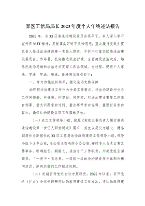 某区工信局局长2023年度个人年终述法报告.docx