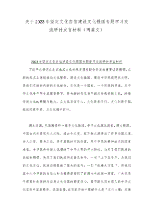 关于2023年坚定文化自信建设文化强国专题学习交流研讨发言材料（两篇文）.docx