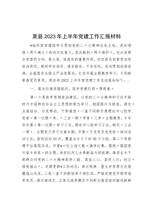 某县2023年上半年党建工作汇报材料.docx