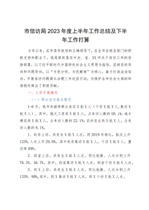 市信访局2023年度上半年工作总结及下半年工作打算.docx