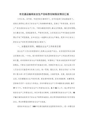 市交通运输局安全生产目标责任制落实情况汇报.docx
