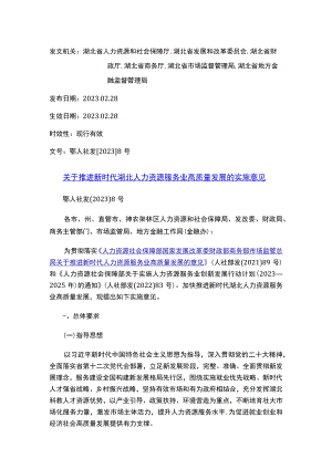 关于推进新时代湖北人力资源服务业高质量发展的实施意见.docx