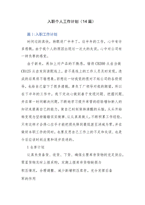 入职个人工作计划（14篇）.docx