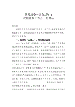 某某纪委书记在新年度纪检监察工作会上的讲话.docx