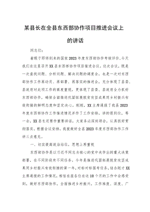 某县长在全县东西部协作项目推进会议上的讲话.docx