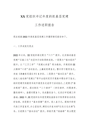 XX党组织书记年度的抓基层党建工作述职报告.docx
