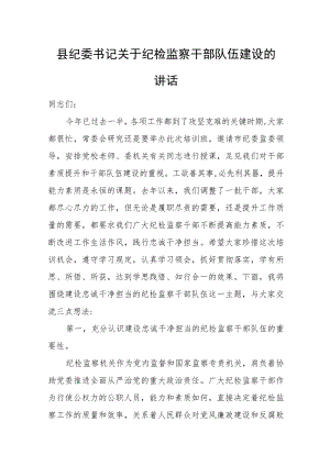 县纪委书记关于纪检监察干部队伍建设的讲话.docx