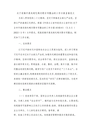 关于某镇开展违规吃喝问题专项整治的工作方案2篇范文.docx
