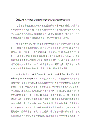2023年度有关学习文化自信文化强国的发言材料十篇汇编.docx