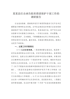 某某县打击诬告陷害澄清保护干部工作的调研报告.docx