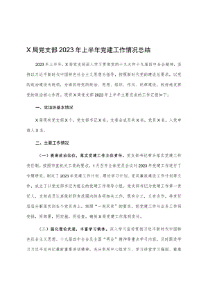 X局党支部2023年上半年党建工作情况总结.docx