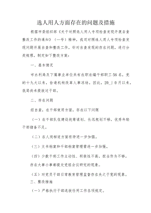 选人用人方面存在的问题及措施.docx