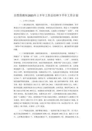 自然资源局2023年上半年工作总结和下半年工作计划.docx