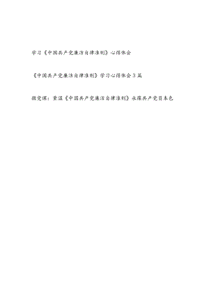 2023《中国共产党廉洁自律准则》学习心得体会研讨发言微党课讲稿.docx