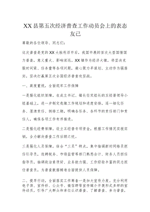 XX县第五次经济普查工作动员会上的表态发言.docx