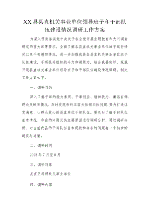 XX县县直机关事业单位领导班子和干部队伍建设情况调研工作方案.docx