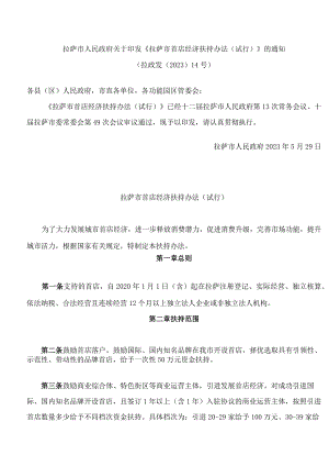 拉萨市人民政府关于印发《拉萨市首店经济扶持办法(试行)》的通知.docx